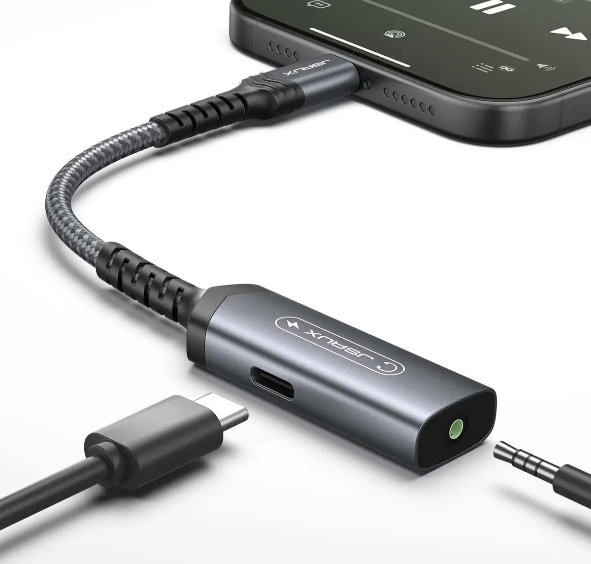 JSAUX Adaptateur USB C Jack de Casque 3,5mm et Chargeur Supporte Audio et Charge Rapide 60W PD Compatible…