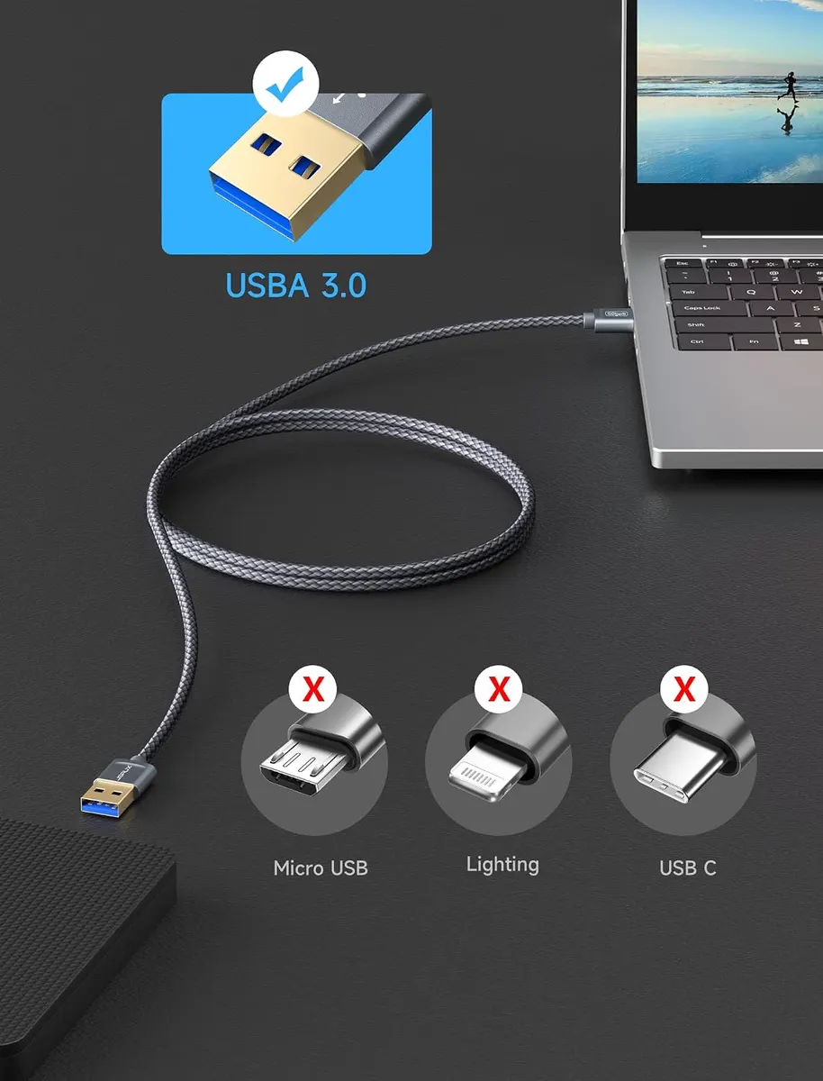 JSAUX Câble USB 3.0 1M+2M : vue complémentaire 3