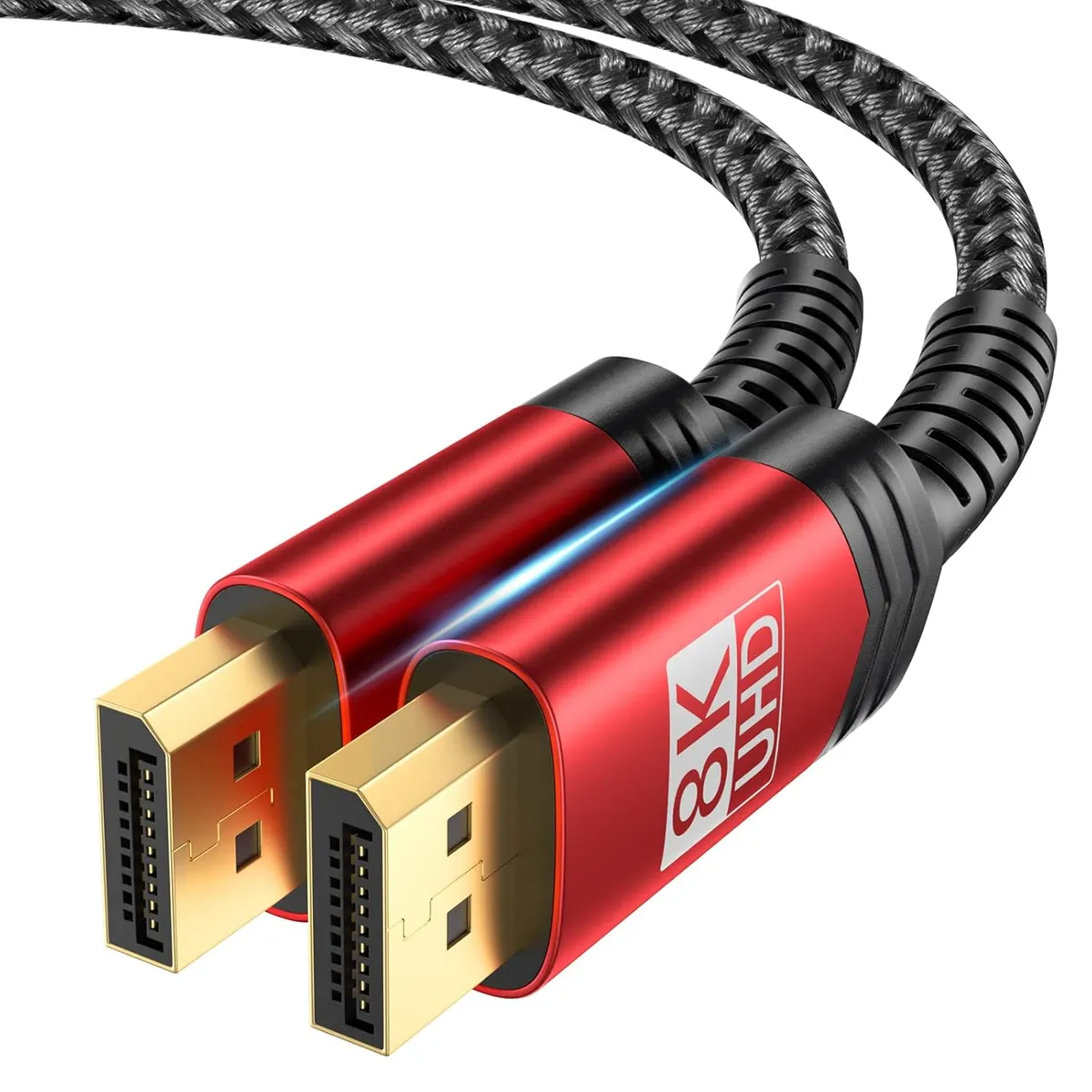 JSAUX Câble DisplayPort 1.4 2M, 240Hz 8K & 4K DP 8K@60Hz, 4K@144Hz, 2K@240Hz 2K@165Hz, HBR3, 32,4Gbps, DSC…