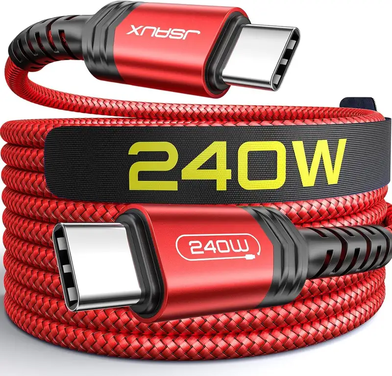 JSAUX 240W Câble USB C vers USB C 3M, Câble de Chargeur Type C PD 5A Type C Chargeur Rapide Compatible avec…
