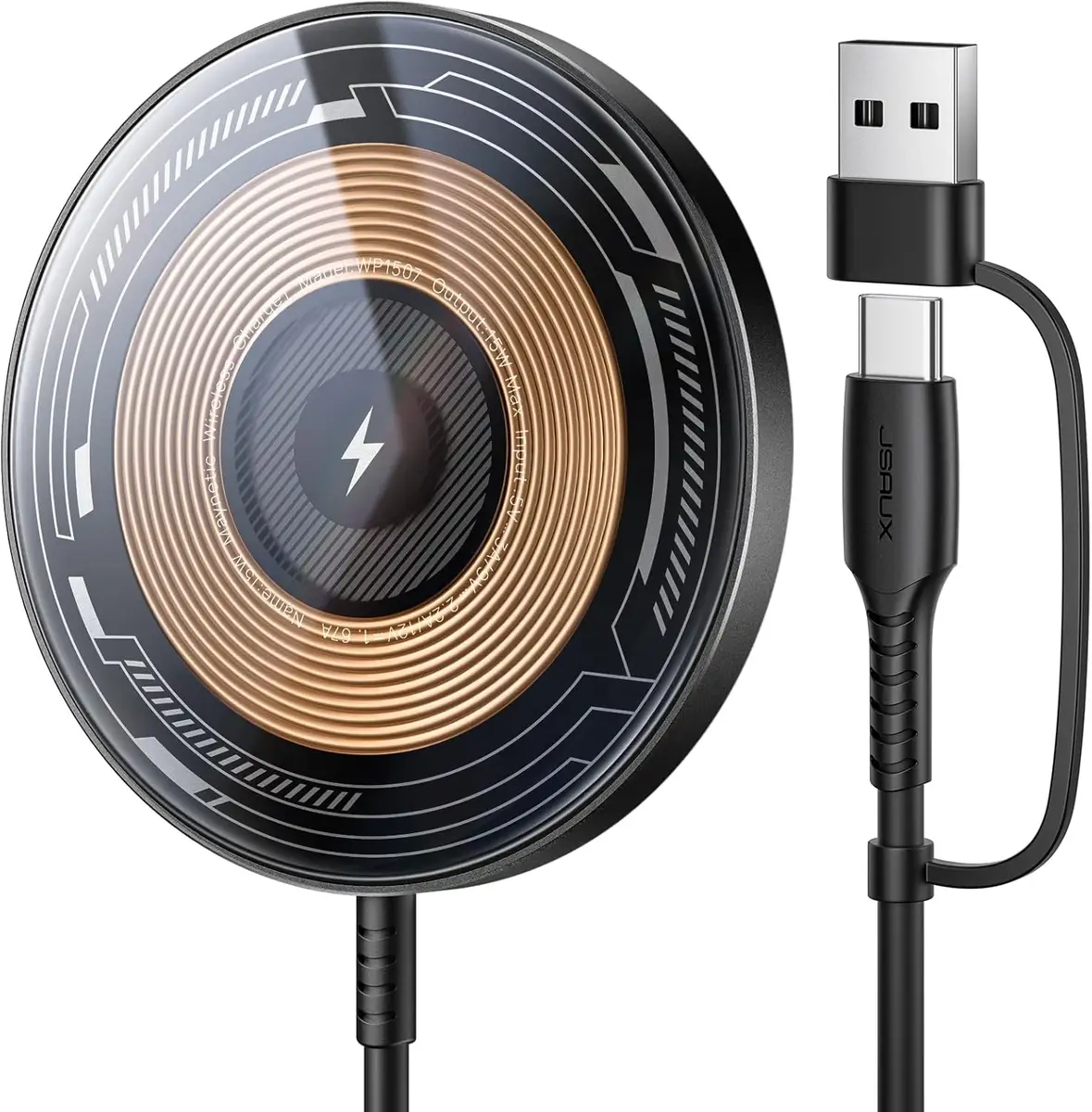JSAUX Mag-Safe Chargeur magnétique sans Fil 15 W Compatible avec Chargeur MagSafe iPhone 15/15 Pro/15 Pro…