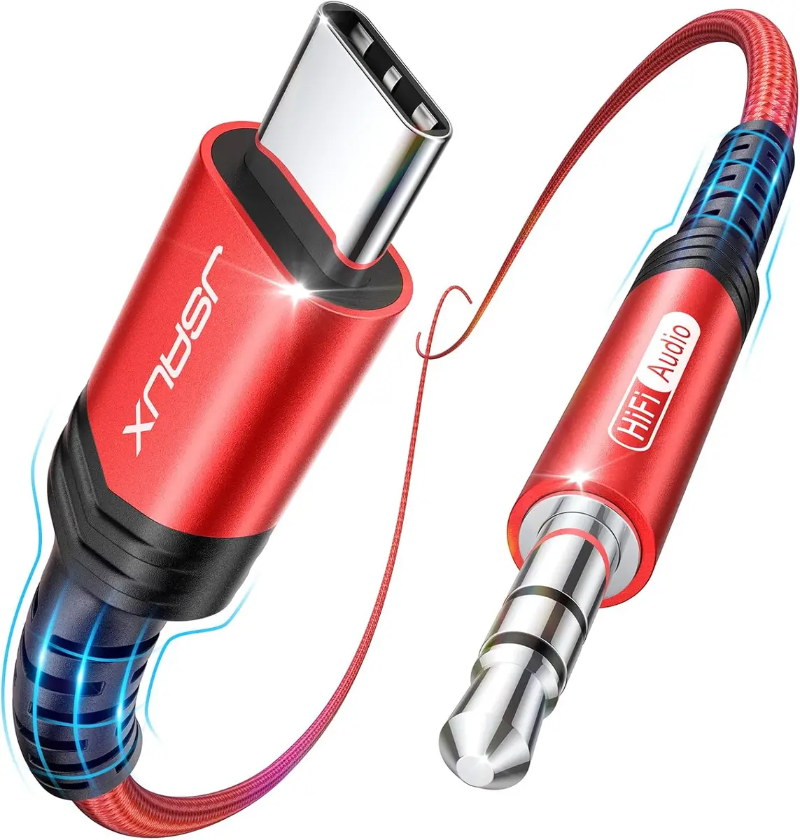 JSAUX Câble USB C vers 3,5mm Jack, Type C vers 3.5mm Mâle Adaptateur Jack Stéréo Voiture auxiliaire…