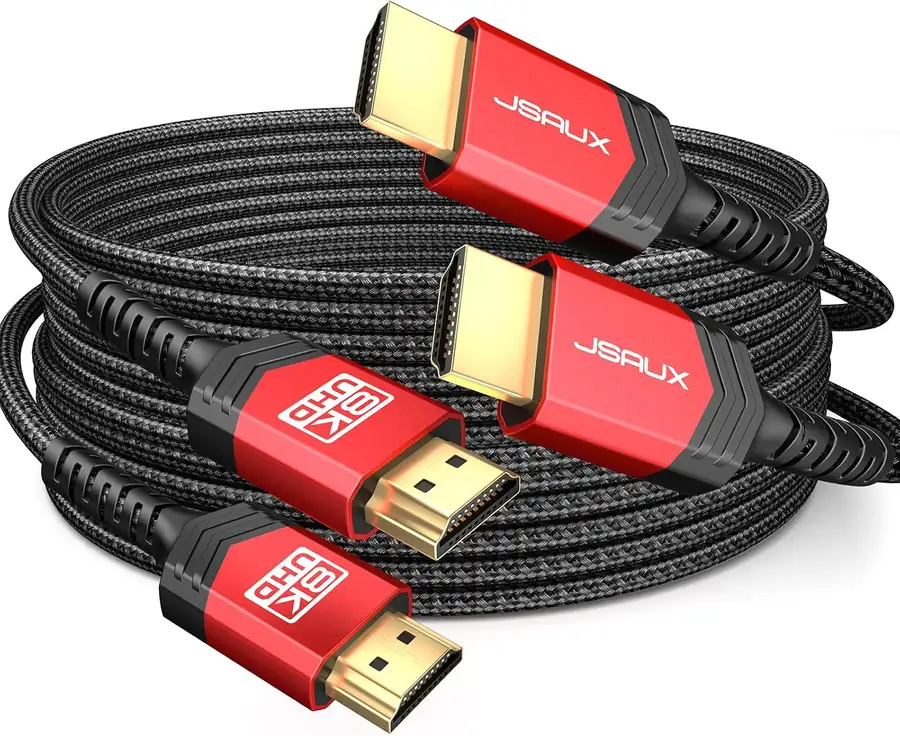 JSAUX Lot de 2 câbles HDMI 2.1/8K haut débit 48 Gbit/s (8K @ 60 Hz 7680 x 4320, 4K @ 120 Hz) Prend en…