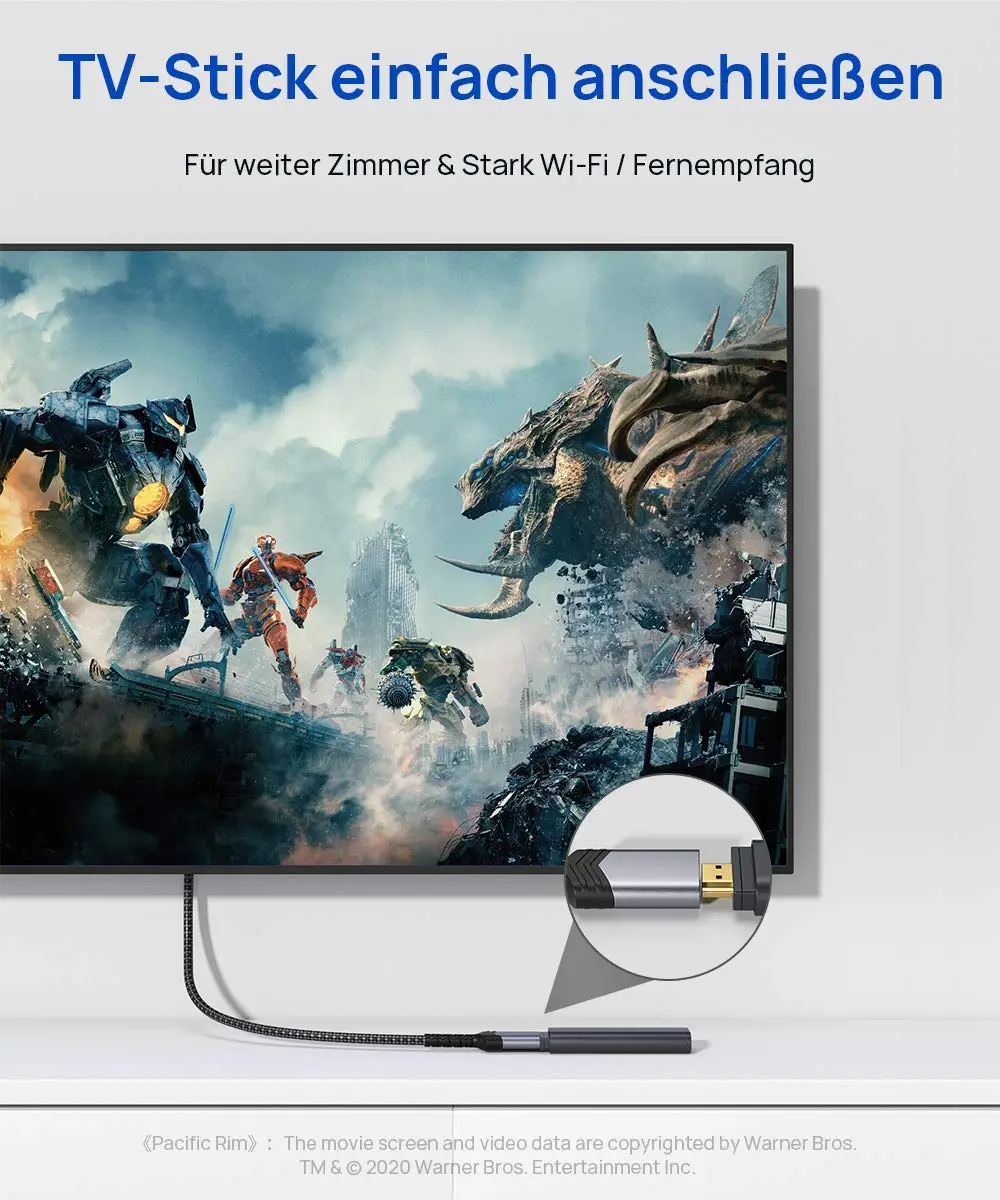 JSAUX Rallonge HDMI 2.0 mâle vers femelle 18 Gbps Compatible avec clé TV : vue complémentaire 2