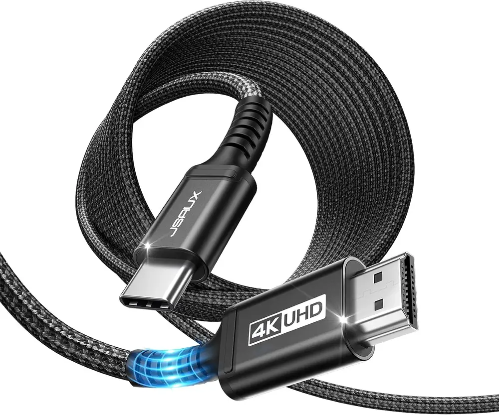JSAUX Câble USB C vers HDMI 4K 60Hz 5M Compatible avec 4K 30Hz pour Thunderbolt 3 iPhone 17 16 Pro 15…