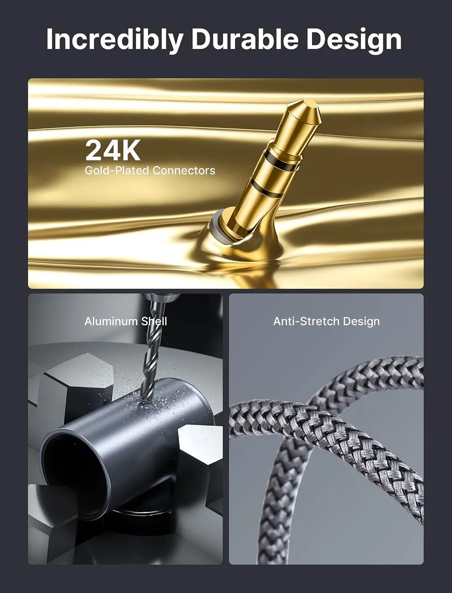 JSAUX Câble Cinch Jack Audio 3.5mm Mâle vers 2 RCA Mâle Câble RCA Jack Stéréo Compati : vue complémentaire 2