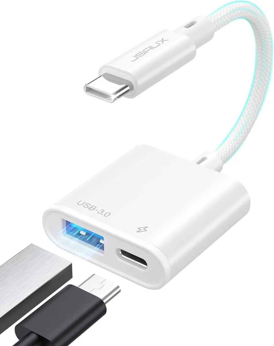 JSAUX Adaptateur USB C vers USB OTG et chargeur, séparateur USB C 2 en 1 avec PD 60 W Quick Charge…