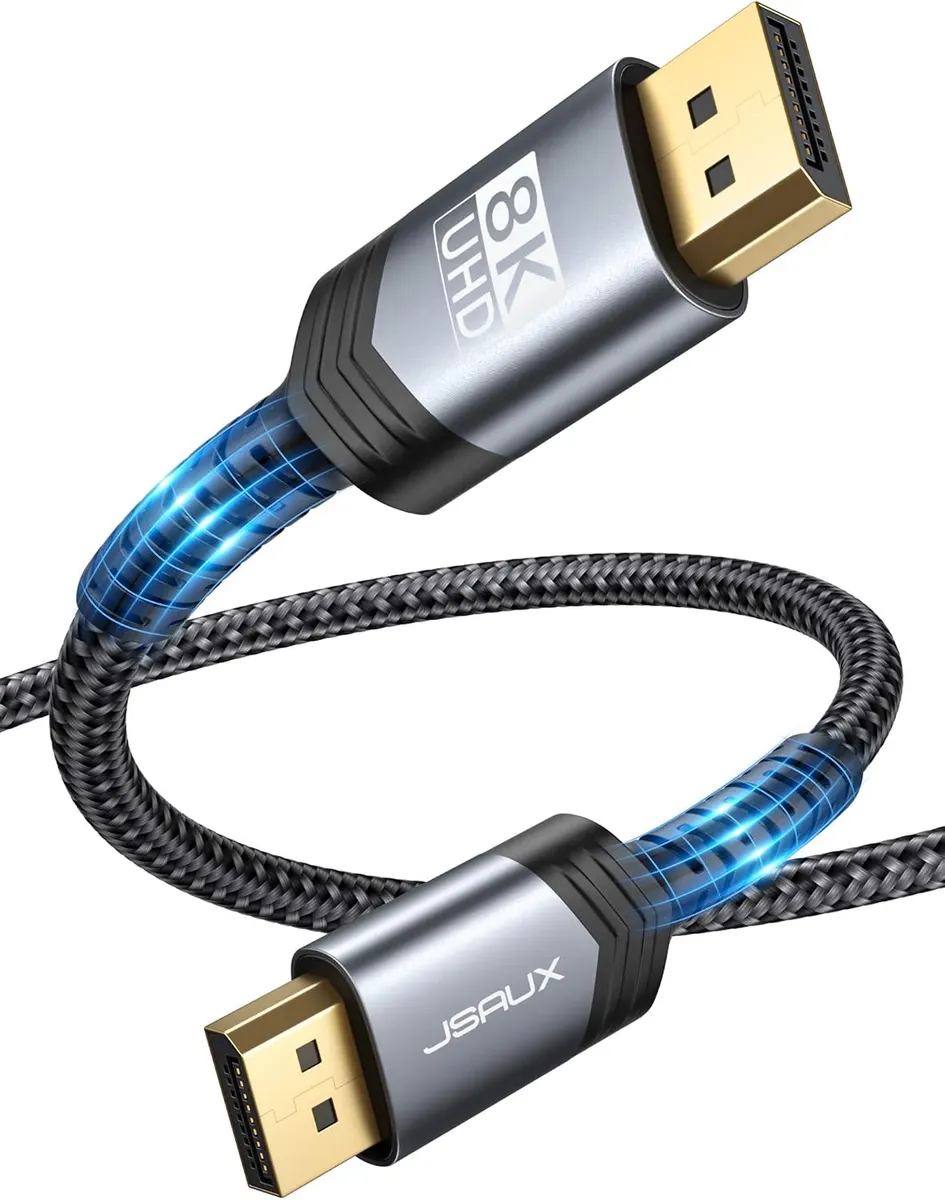 JSAUX Câble DisplayPort 8K 3M DP 1.4 [8K@60Hz, 4K@240Hz, 2K@144Hz] Câble DisplayPort ultra haut débit en…
