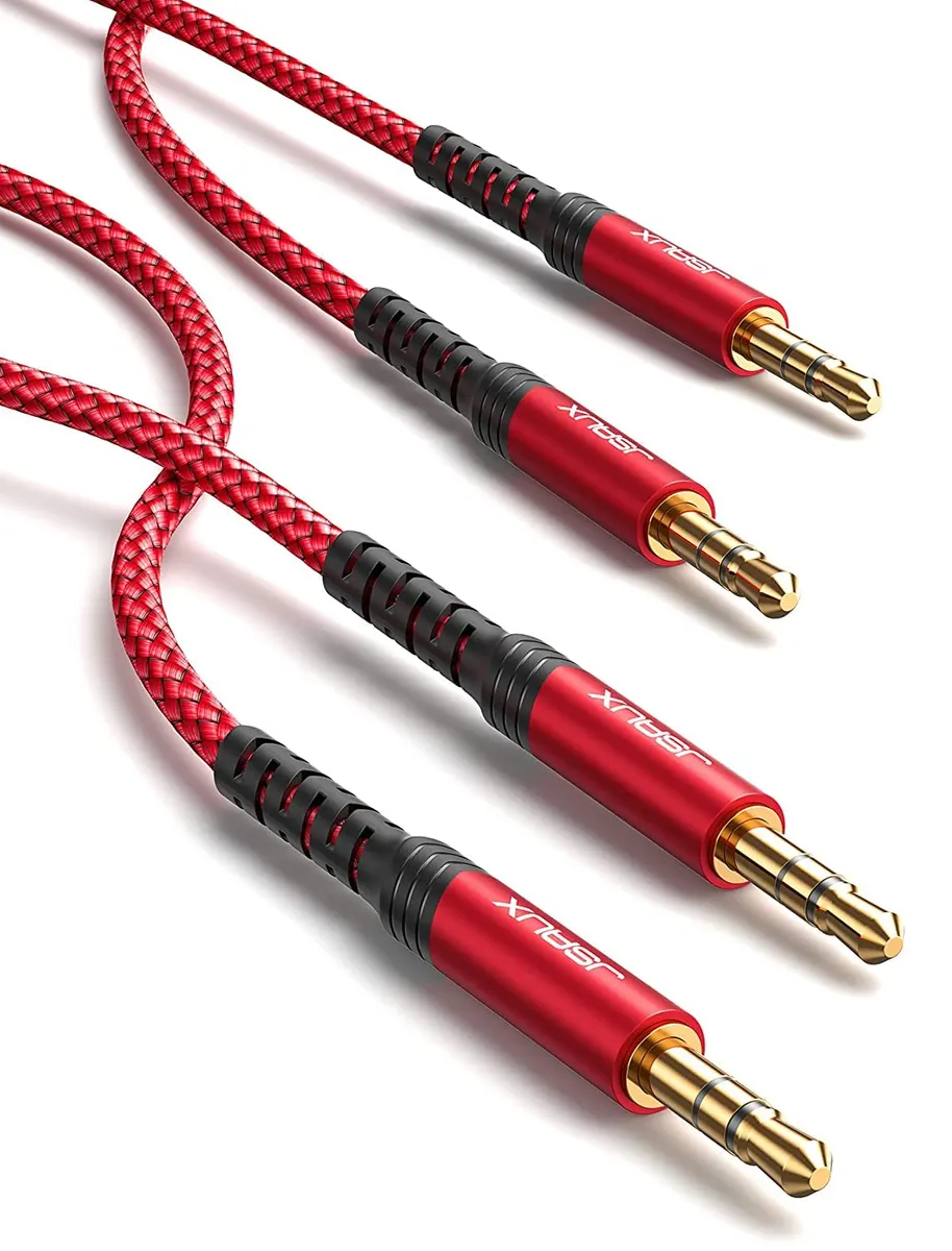 JSAUX Lot de 2 câbles audio auxiliaire 3,5 mm - 1,8 m - Câble jack en nylon pour casque, Samsung Galaxy S10…
