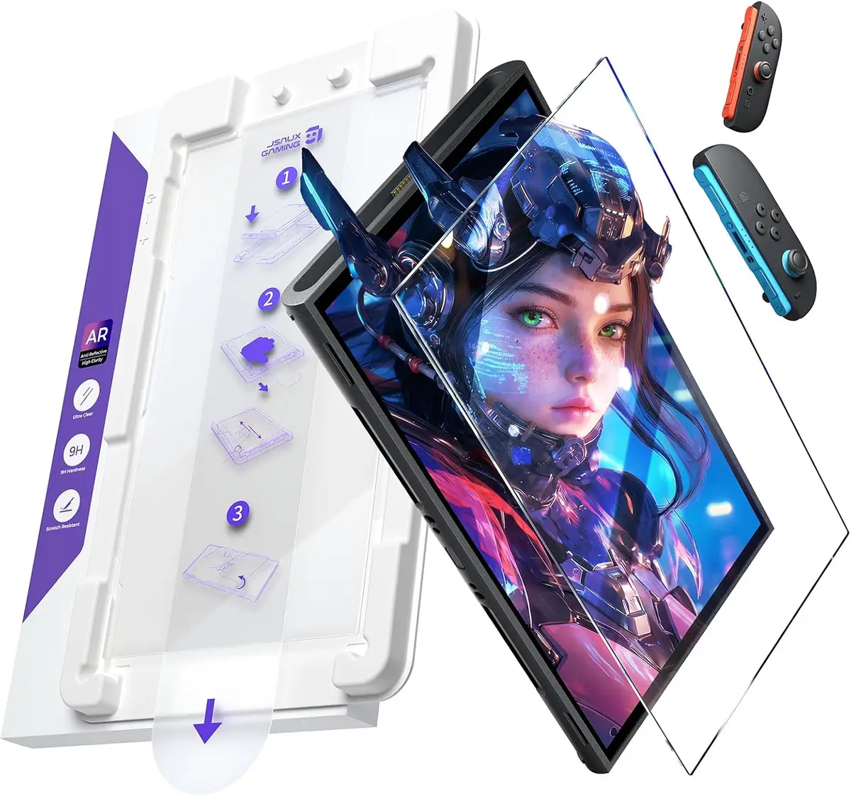 JSAUX Verre Trempé Obsidian AR pour Nintendo Switch 2, Lot de 1