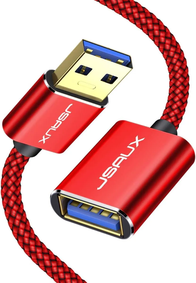 JSAUX - Lot de 2 câbles rallonges USB 3.0-2 m - Câble d'extension A mâle vers A femelle - Tresse en nylon -…