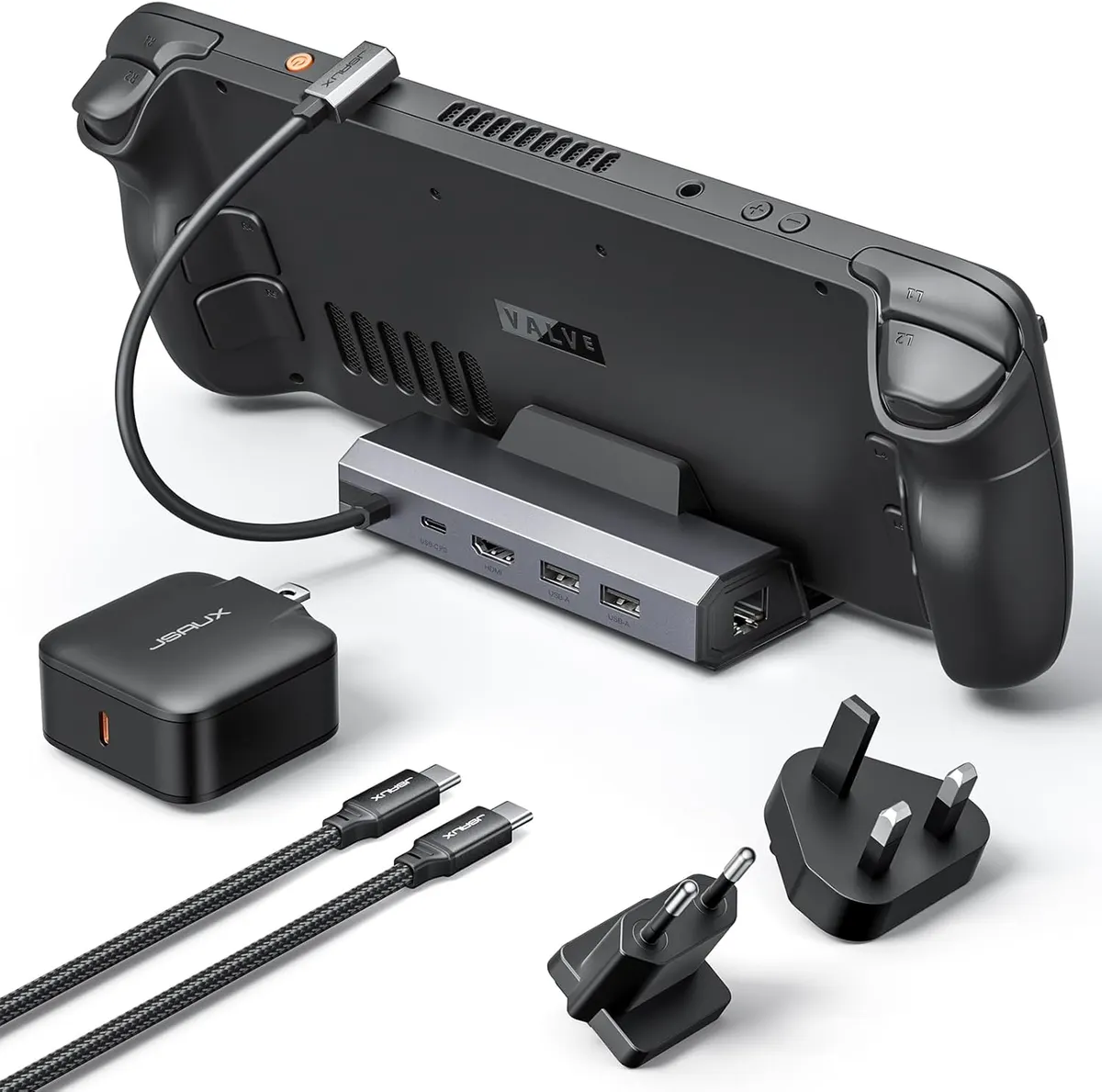 JSAUX Station d'accueil JSAUX et Chargeur 45W Compatible avec Steam Deck, Dock 5-en-1 avec HDMI 2.0…