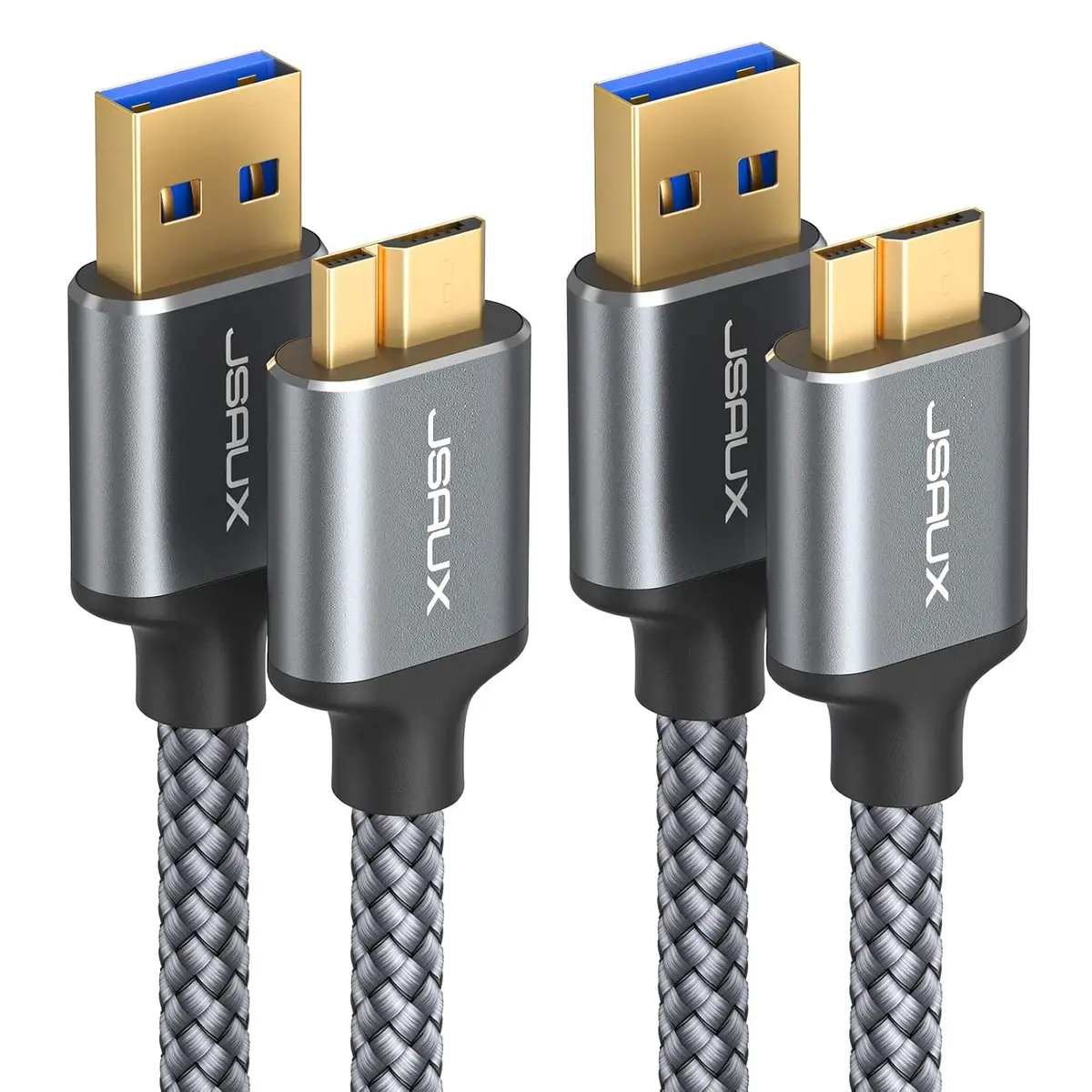 JSAUX [1M+2M,Lot de 2 Disque Dur Compatible avec USB 3.0 Câble USB 3.0 Mâle A vers Micro B Boîtier Disque…
