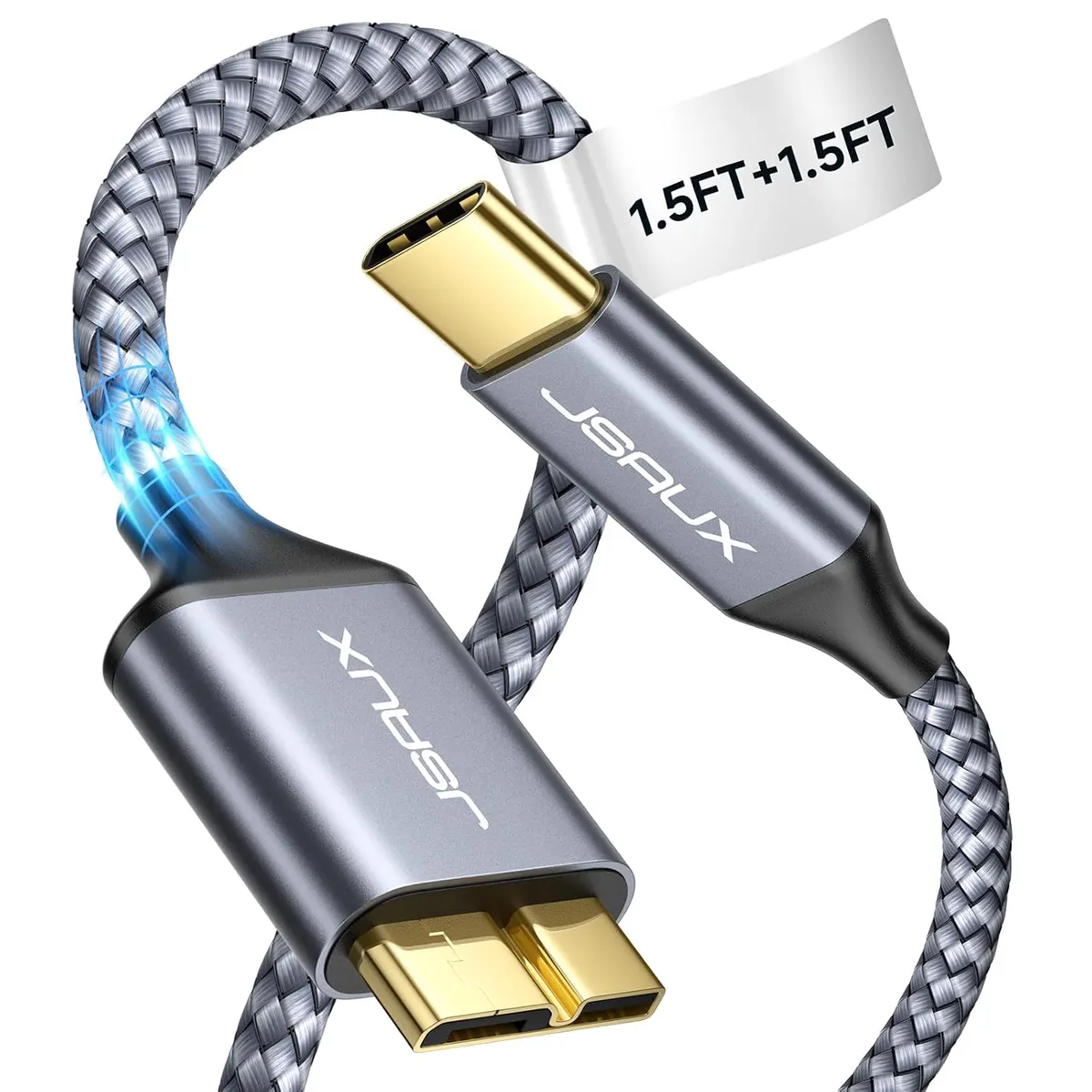 JSAUX Lot de 2 Câble USB C vers Micro USB 3.0 Câble Disque Dur Cable Type C mâle vers Micro B mâle pour…