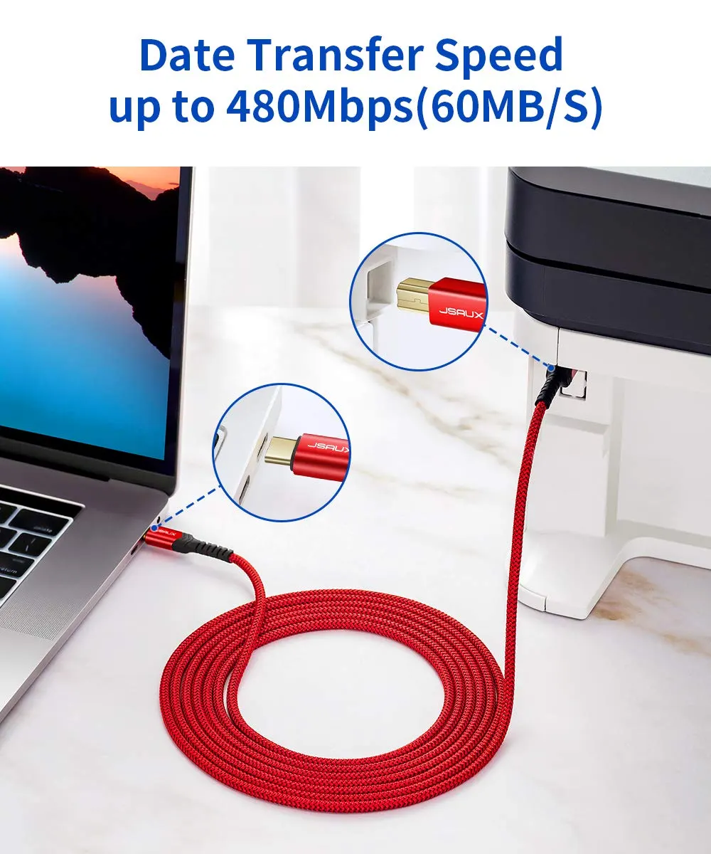 JSAUX Câble USB B vers USB C pour imprimante compatible avec MacBook Pro : vue complémentaire 2