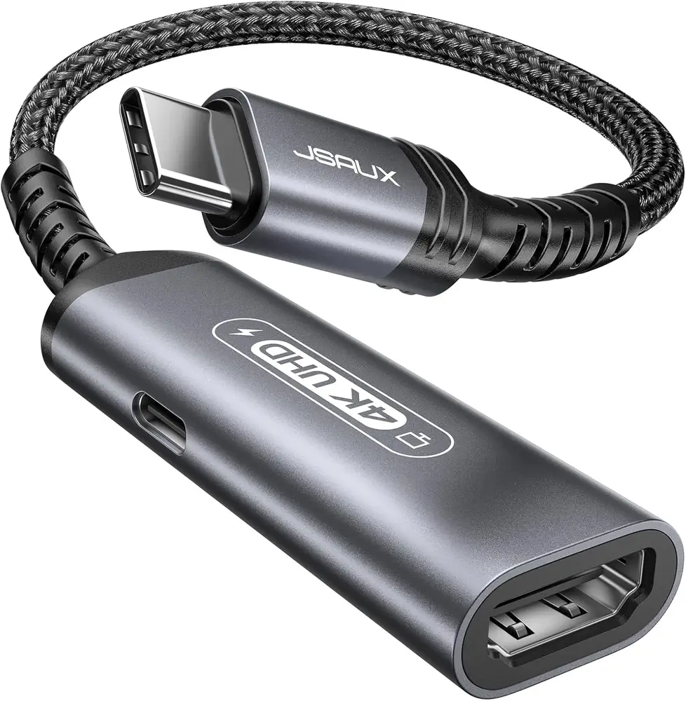 JSAUX Adaptateur USB C vers HDMI (4K@60 Hz) Port de Charge Rapide de Type C 100 W, Adaptateur USB C HDMI…