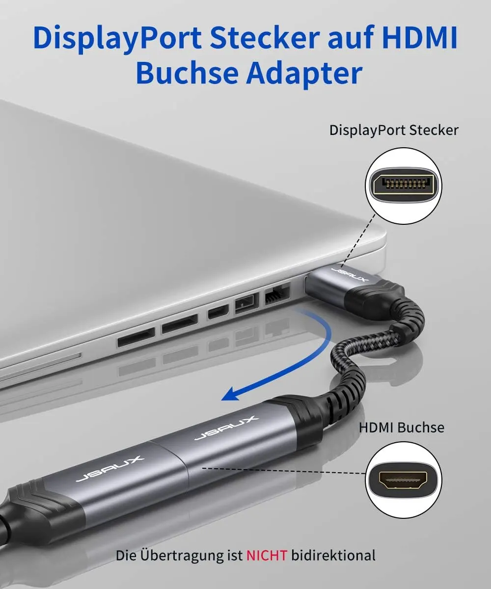 JSAUX Adaptateur 4K DisplayPort vers HDMI : vue complémentaire 2