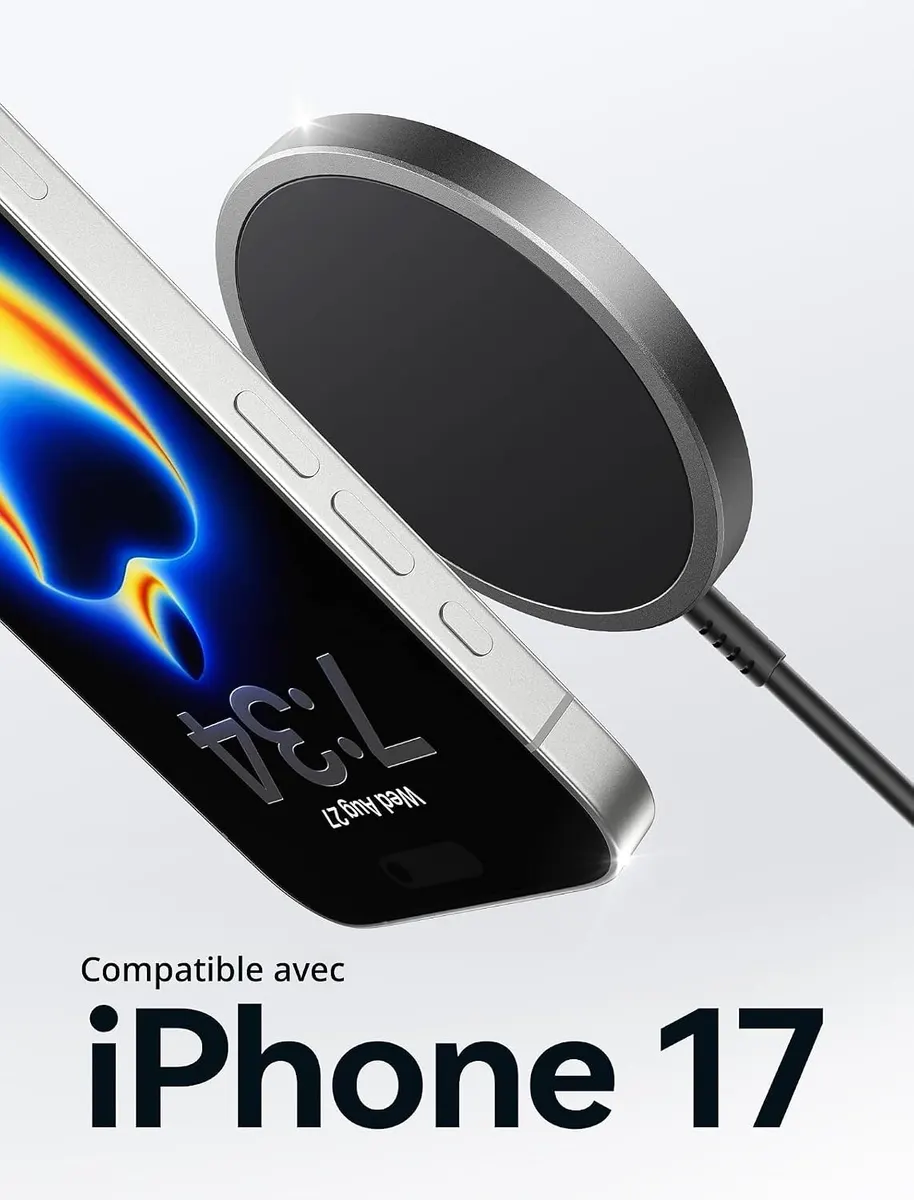 JSAUX Chargeur Mag-Safe 15W Rapide Chargeur Magnétique sans Fil Compatible pour Charg : vue complémentaire 1