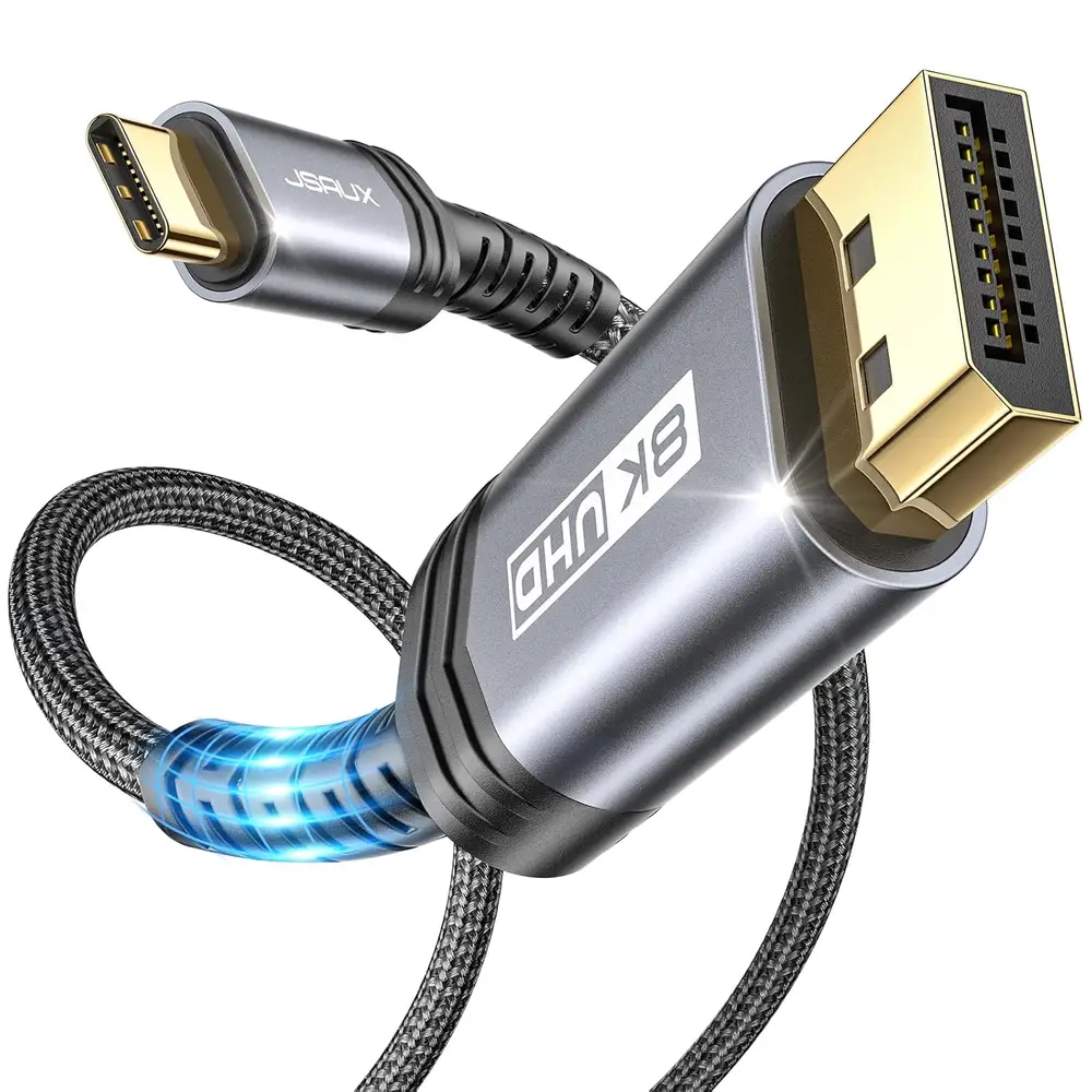 JSAUX Câble USB C vers DisplayPort 1.4 [8K@60Hz, 4K@144Hz, 2K@240Hz, 32.4Gbps] HDR VRR Compatible avec…