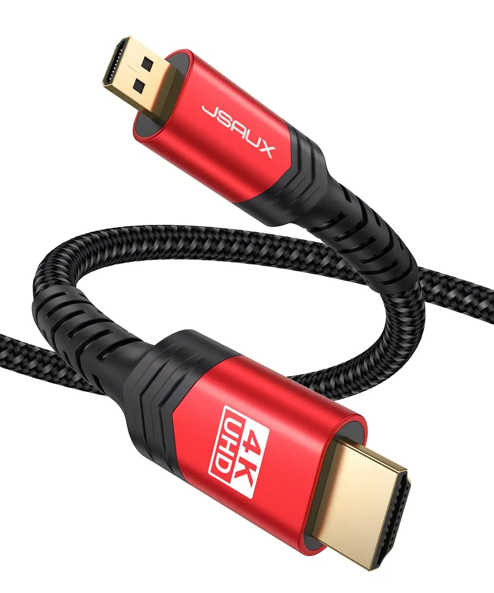 JSAUX Câble micro HDMI vers HDMI 4 K 3 m, micro HDMI vers HDMI standard tressé, prise en charge 4 K 60 Hz…