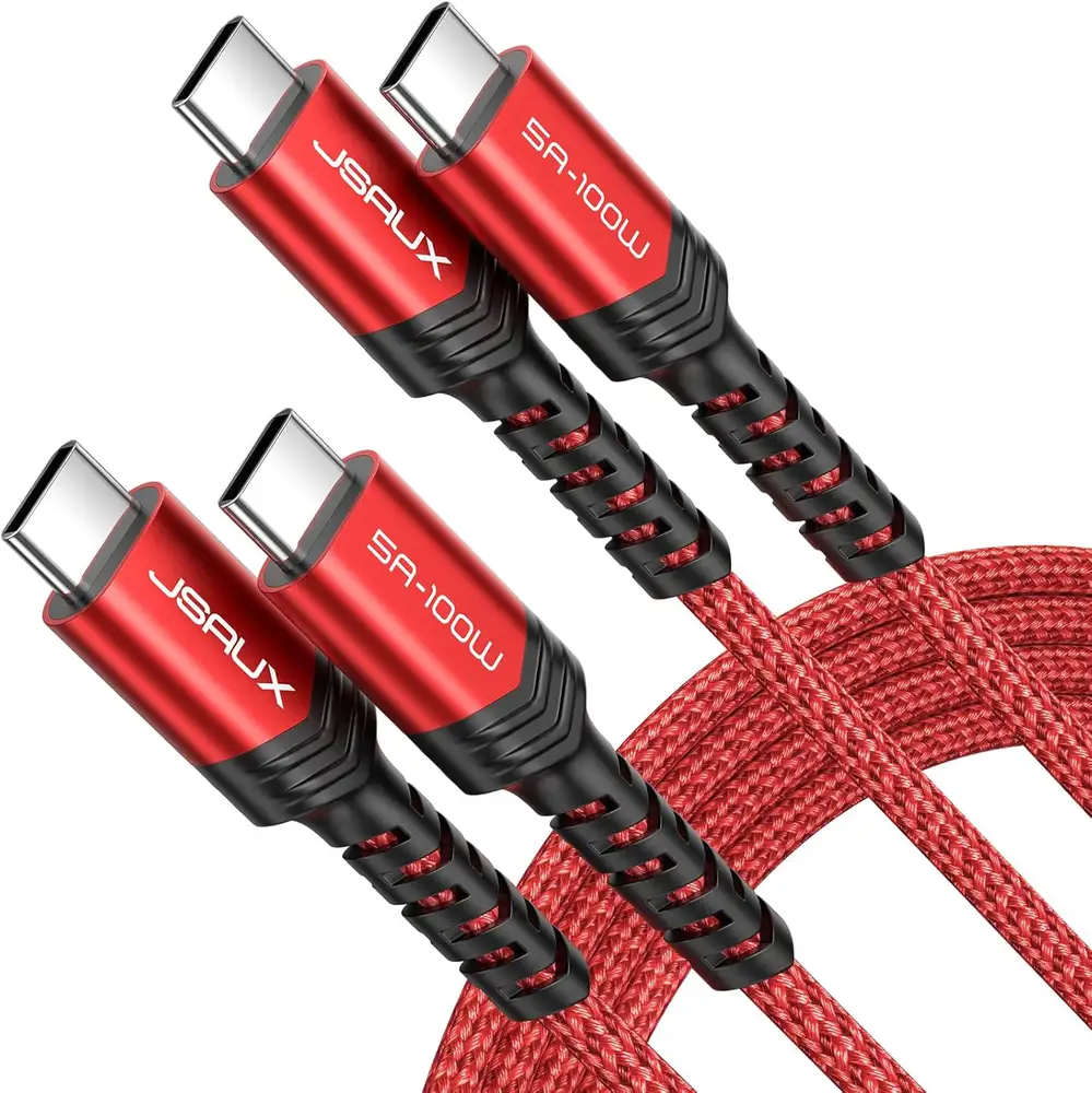 JSAUX Câble USB C vers USB C 100W/5A (Lot de 2, 2m+2m), Câble de Charge Rapide Compatible avec Nintendo…