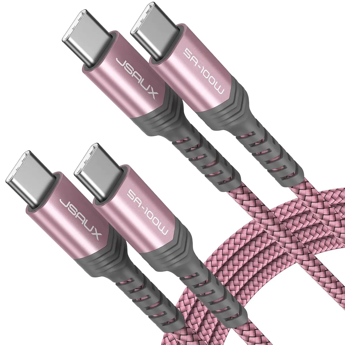JSAUX Câble USB C vers USB C 100W/5A (Lot de 2, 2m+2m), Câble de Charge Rapide Compatible avec iPhone 17 16…