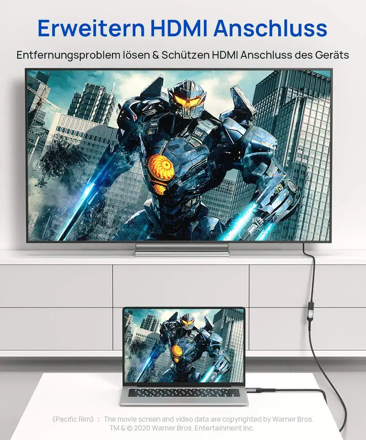 JSAUX Rallonge HDMI 2.0 mâle vers femelle 18 Gbps Compatible avec clé TV : vue complémentaire 1